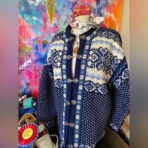 Beautiful Vintage SQUAW VALLEY Wool Nordic Ski SWEATER Apres Winter Fashion 🥰 S